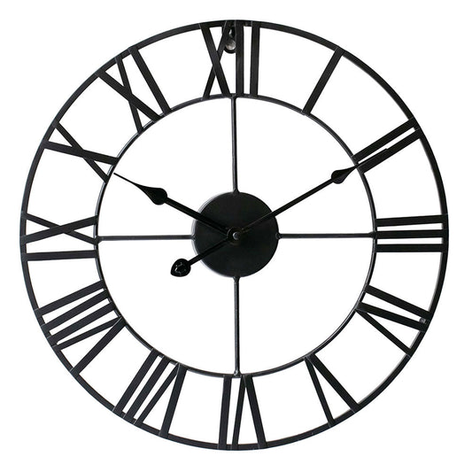 LW Collection Wandklok Olivier Zwart – 60cm | Industriële Stijl & Stil Uurwerk