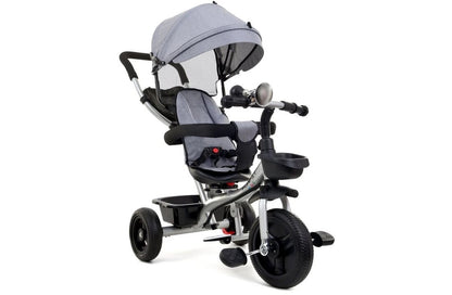 Mino Bambino Driewieler – Grijze Kindertrike met Duwstang & Veiligheidsriem | Comfortabel & Groeit Mee