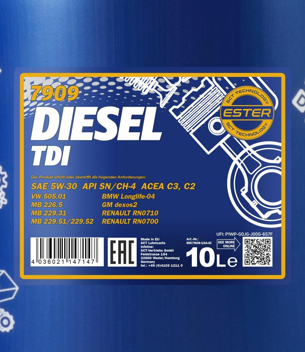 MANNOL Diesel TDI 5W-30 – 10L | Hoogwaardige Synthetische Motorolie voor Dieselvoertuigen